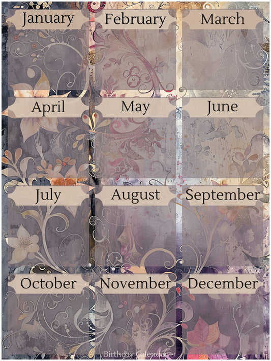 Birthday Calendar™ — Whimsy Gold and Lavender